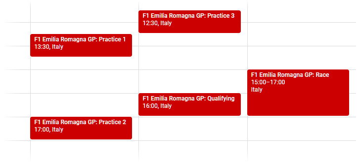 Screenshot of ours Better F1 Calendar